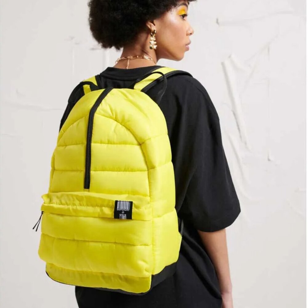 Superdry Puffer Middle Zip Montana Rucksack Backpack Padded Laptop Yellow Small